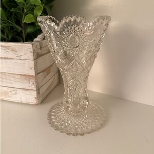 Westmoreland Pressed Glass Paddle
Wheel 7" Vase EAPG Tulip Vase Hobstar Sawtooth